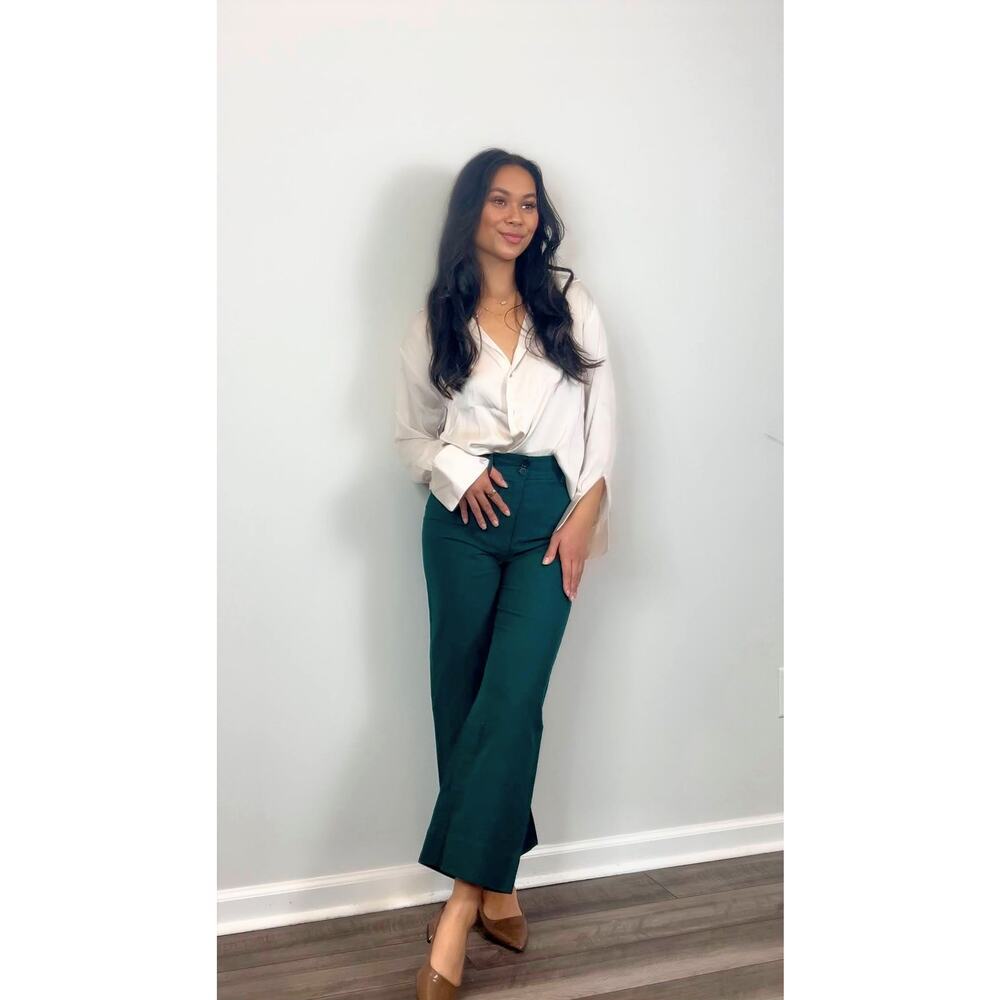 Apiece Apart Chino Merida Pants in Green Size 6 High Rise Wide Leg Crop Cotton